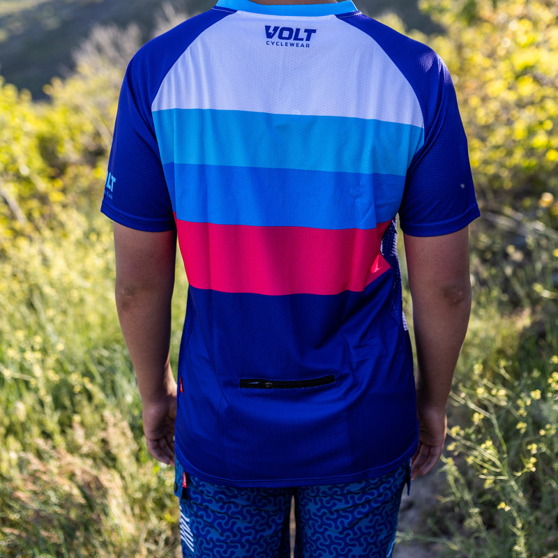 Amp Jersey - Blue Stripes + Pink