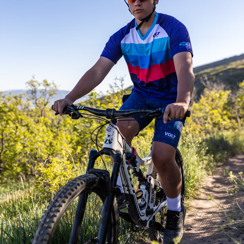 Amp Jersey - Blue Stripes + Pink